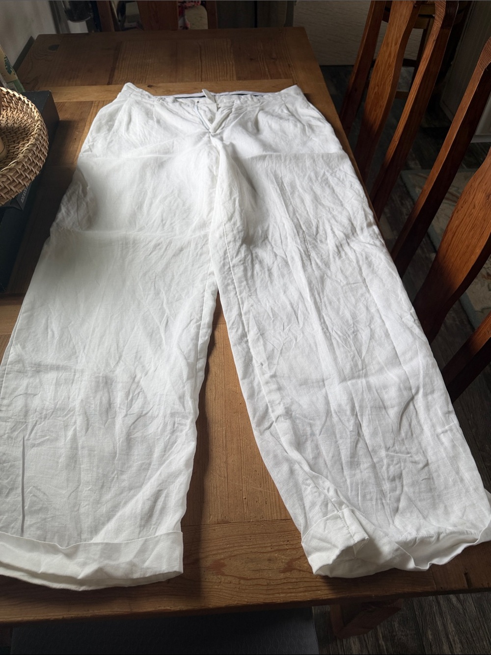 Giorgio Inserti Men's White Linen Relaxed Fit Pants